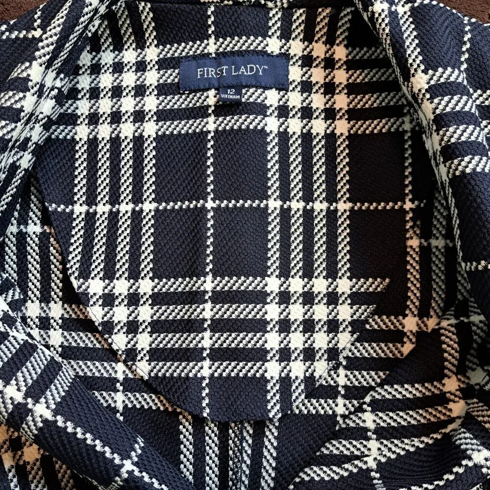 First Lady Checker Blazer Jacket Size 12 - Picture 6 of 11